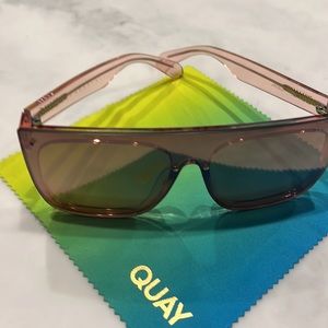 Quay “Jaded” shield pink sunglasses